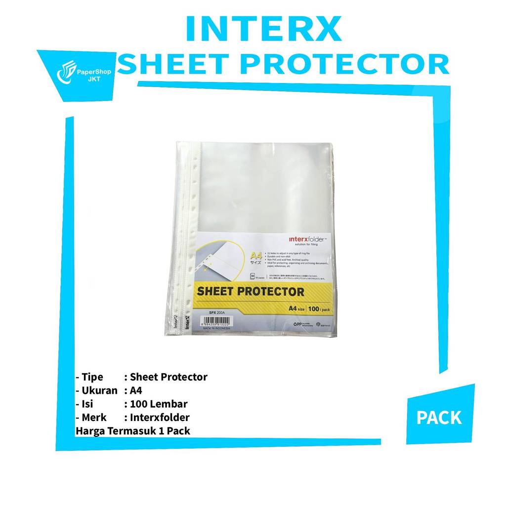 Jual InterXFolder - Sheet Protector Bening A4 Isi 100 Lembar PP - PACK ...