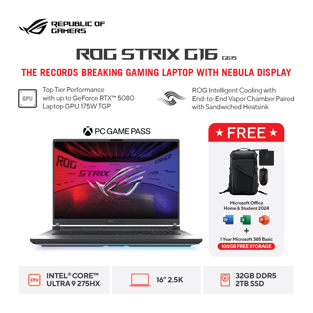 Jual ASUS Rog Strix 16 G615LR Intel Ultra 9-275HX 32GB 2TB RTX5070TI ...