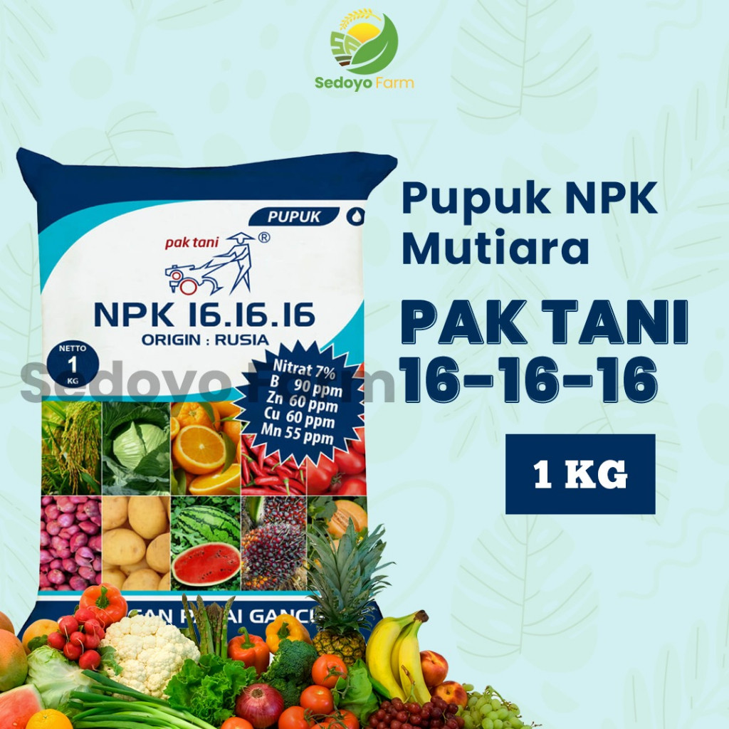 Pupuk NPK 161616 Pak  Tani Mutiara Biru Origin Rusia Kemasan Asli Pabrik 1 KG