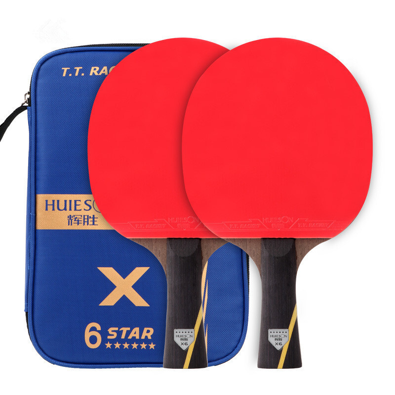 Jual Huieson 6 Star Carbon Fiber Blade Table Tennis Racket Double Face ...