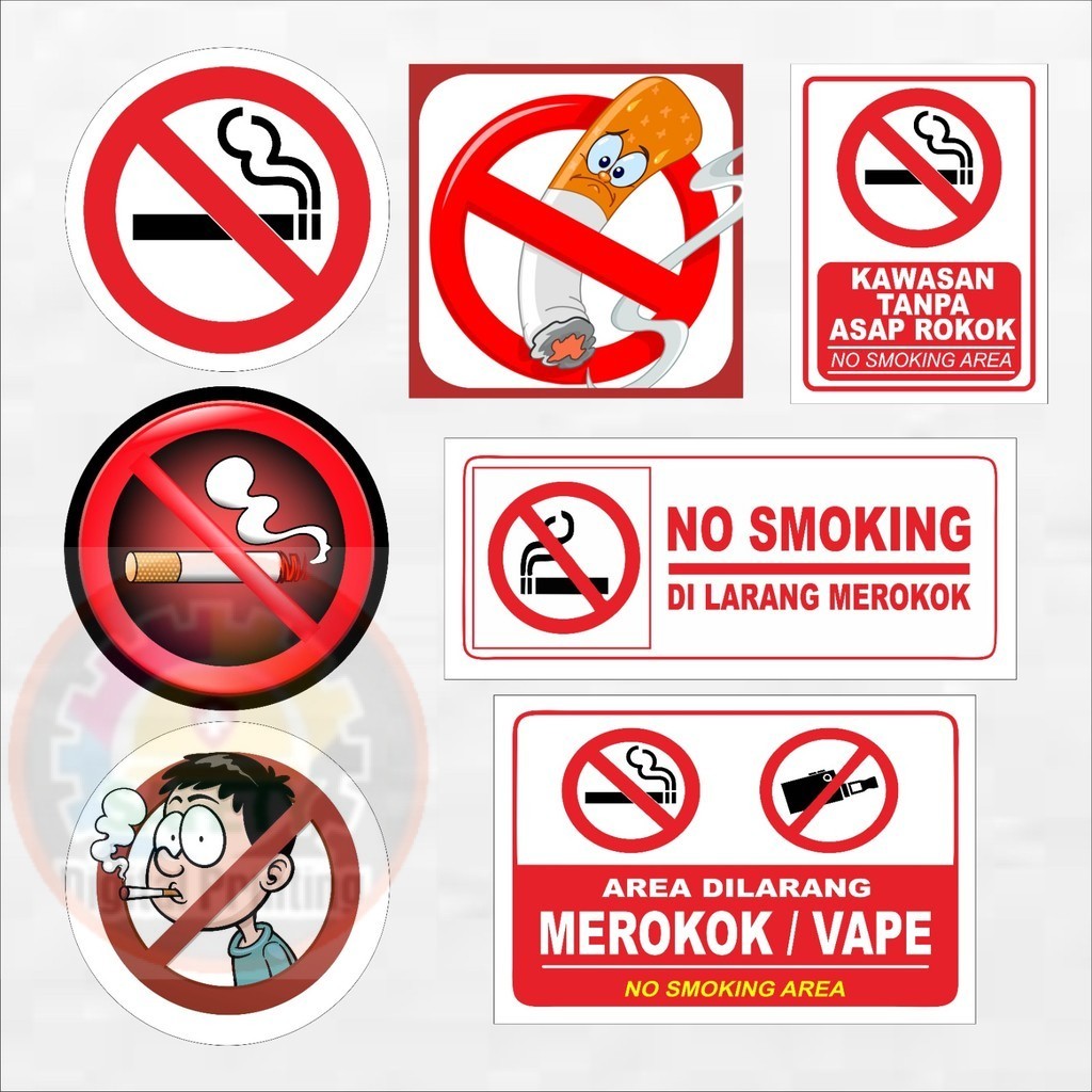 Jual STIKER VINYL STIKER LARANGAN MEROKOK / DILARANG MEROKOK / NO ...