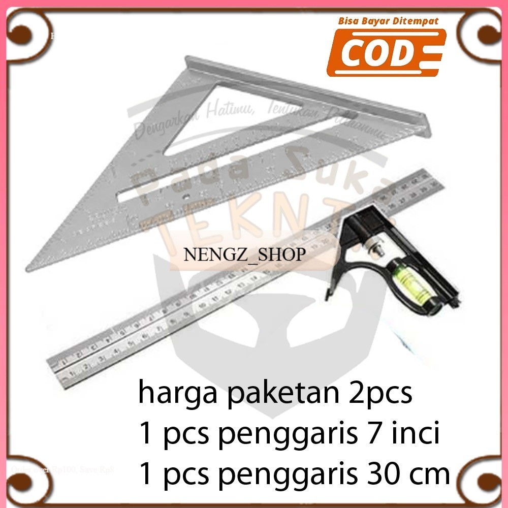 Jual paket 2 pcs Speed Square 7inch Rafter Square Penggaris Sudut Siku ...