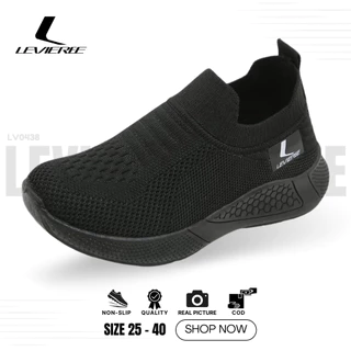 LVR Shotaro SIZE 25-40 Sepatu Sneakers Hitam Tanpa Tali Anak & Wanita Slip On NO BOX LV0438