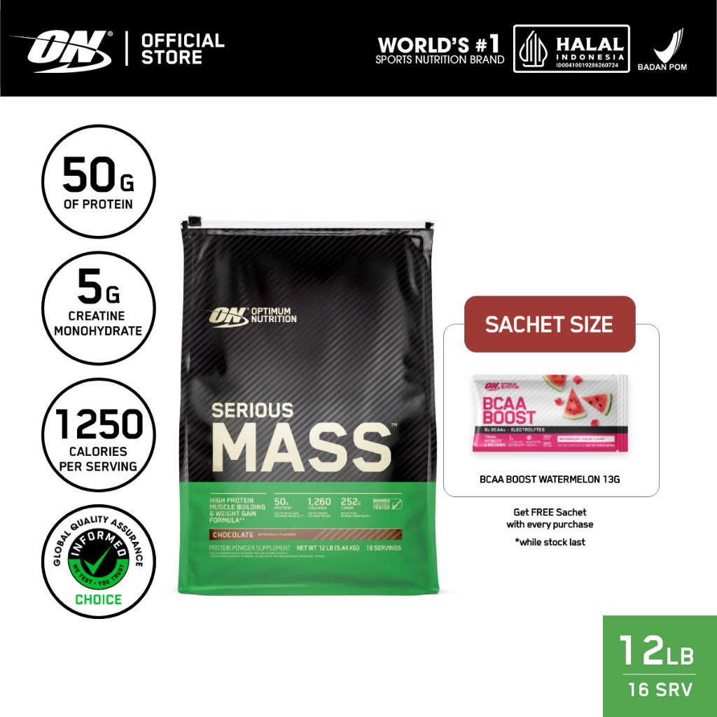 Jual [FREE BCAA Boost Sachet] Optimum Nutrition Serious Mass 12 lbs ...