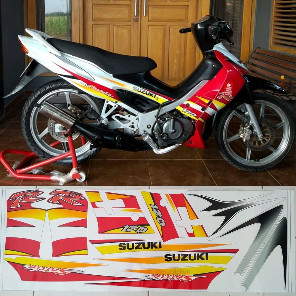 Jual Striping Stiker Satria Hiu Merah Putih Printing Tahan Vernis Glosy ...