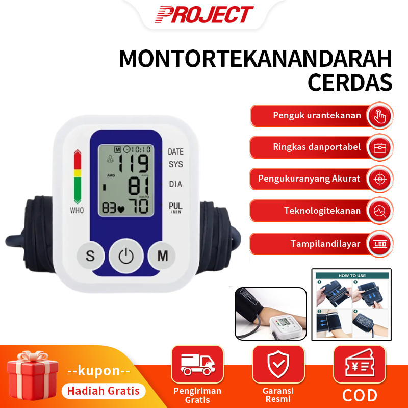 PJT Tensimeter Digital Akurasi Tinggi Alat Monitor Tekanan Darah Elektrik Portabel Layar Besar Pengukuran Cepat 1 Menit Mudah Digunakan Cocok untuk Semua Anggota Keluarga