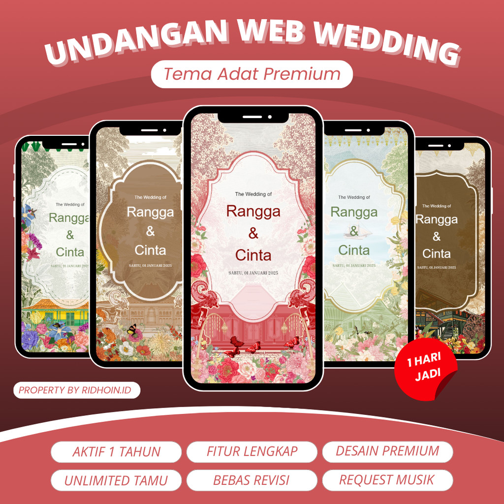 [Ridhoin Invitation] Undangan Digital Pernikahan Website aesthetic Foto & Tanpa Foto Tema Adat Premium Murah