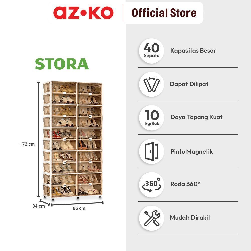 Jual AZKO Stora Lemari Sepatu Lipat Double Dengan Roda Transparan ...