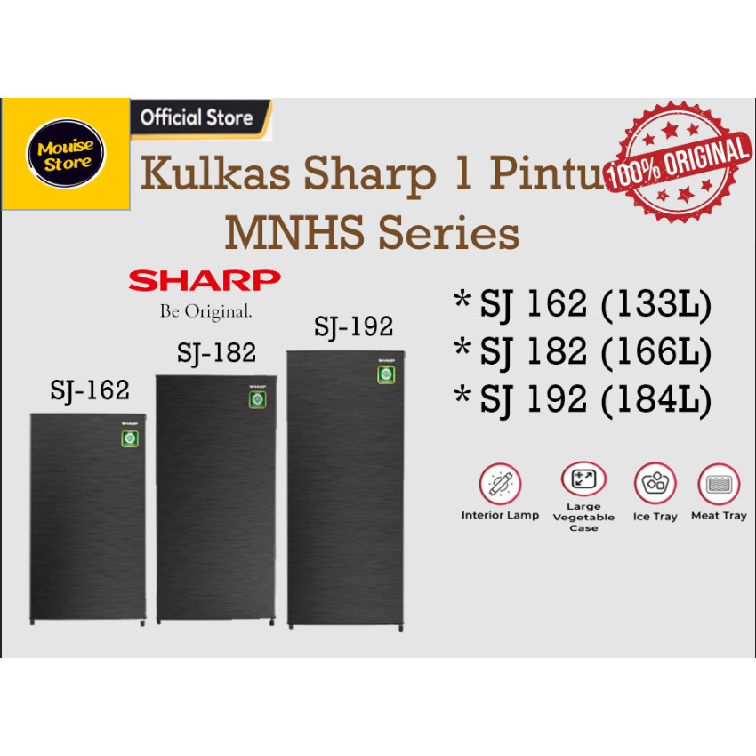 Jual Kulkas Sharp 1 Pintu - SJ162NHS/SJ182NHS/SJ192NHS Kirei | Shopee ...