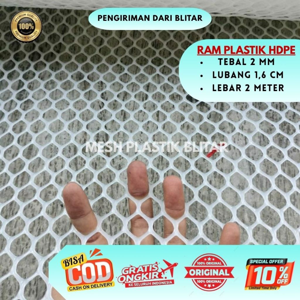 Jual SALE Ram jaring plastik PUTIH ECER LUBANG 1,6 Lebar 2 meter alas ...