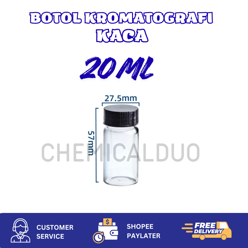 Jual Botol Sampel Kromatografi Kaca Bening 20ml Vial Kaca Lab Kimia ...