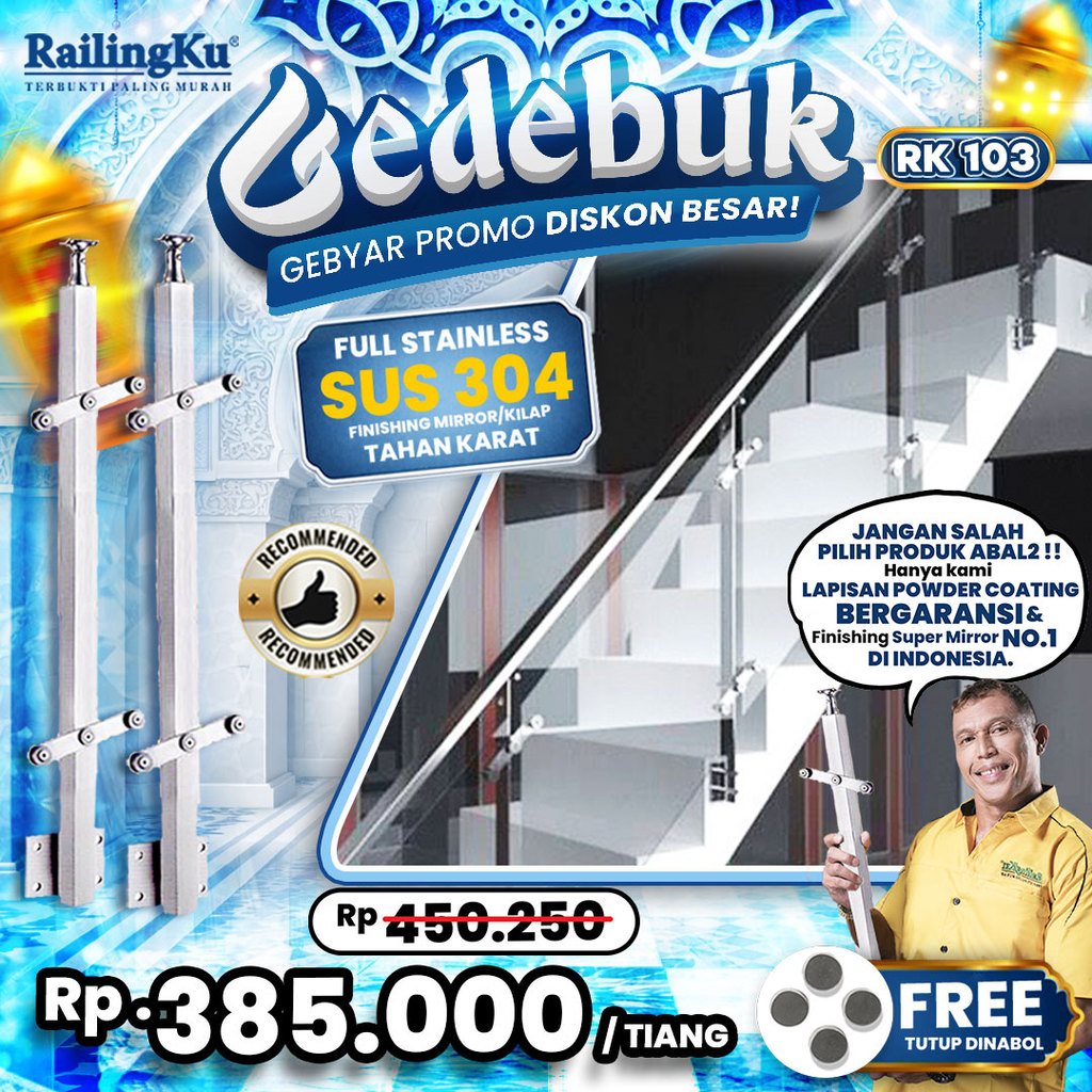 Jual Railing Tangga Stainless Hollow Tiang Railingku [GEDEBUK!] RK 103 ...