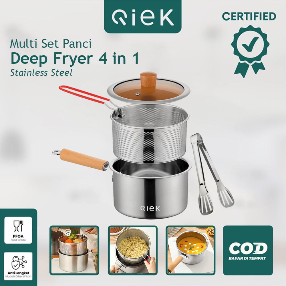 Jual Qiek Deep Fryer Set Panci Penggorengan Multifungsi Deep Fryer 4 IN ...