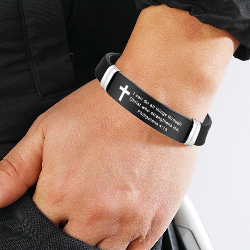 Gelang Salib Katolik Kristen Dengan Ayat Alkitab Bahan Silikon