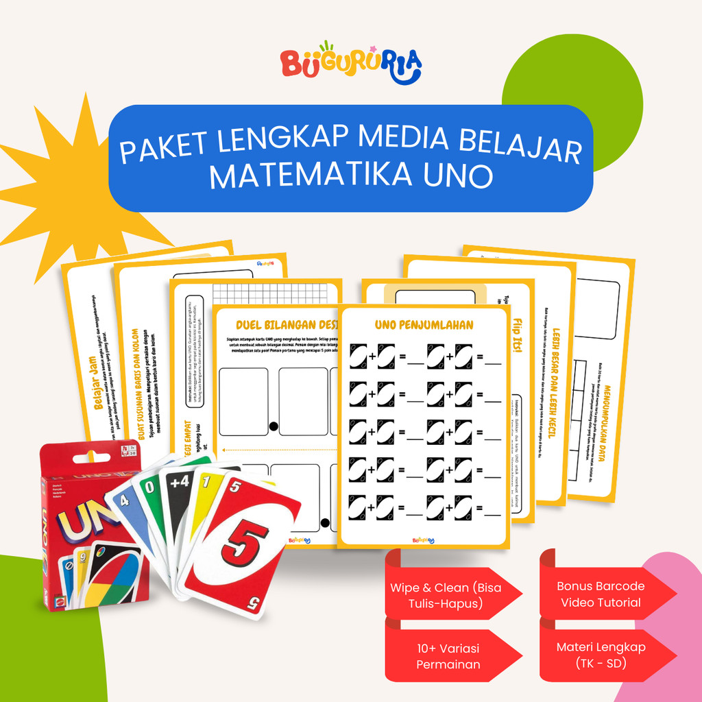 Jual Bu Guru Ria - Paket Media Belajar Matematika UNO Anak | Worksheet ...