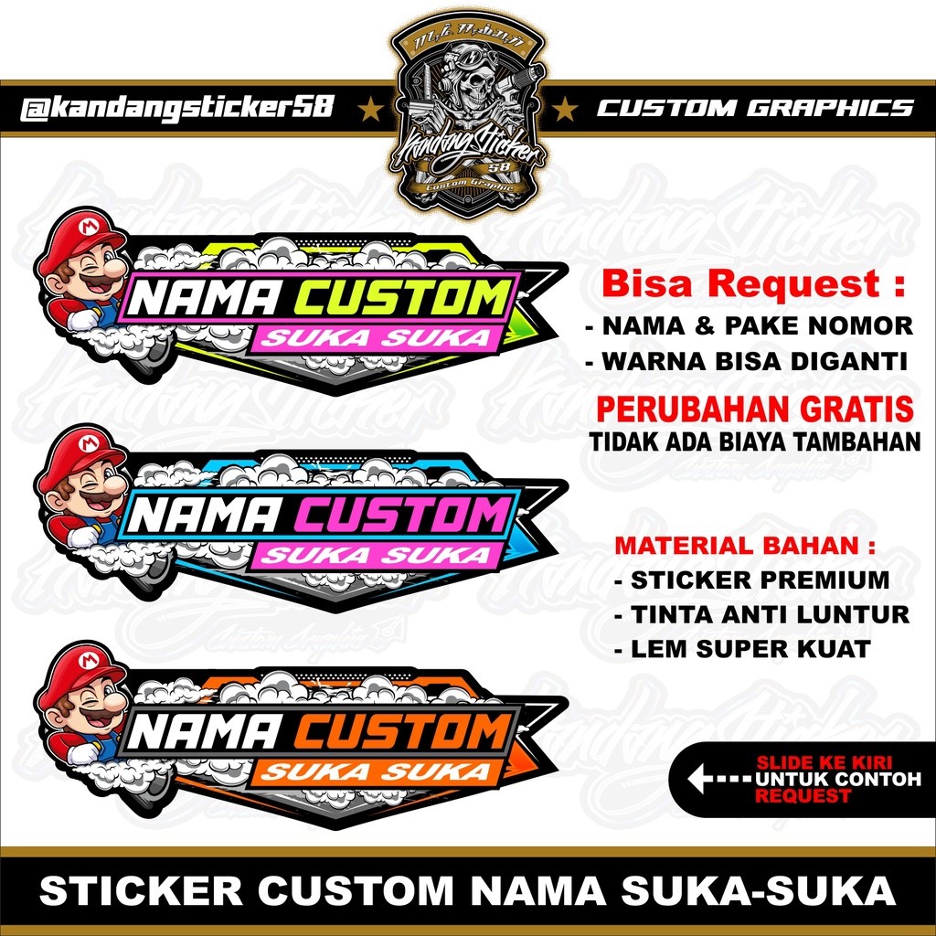 Jual Stiker Custom Nama Suka Suka Sticker Custom Stiker Timbul Sticker ...