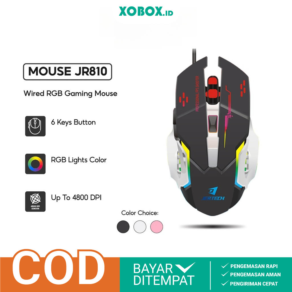 Jual JERTECH Mouse Gaming RGB Optical JR810 Mouse Komputer LED High ...