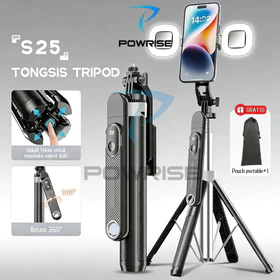 POWRISE S25 Selfie Stick Bluetooth Tongsis Tripod 180cm With Remote Portabel Tripod Dengan 1 4