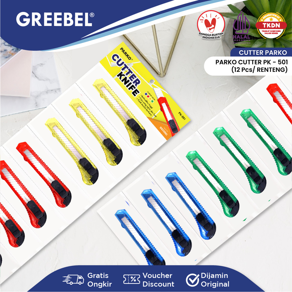Jual PARKO 1 Renceng Cutter Besar 12 Pcs PK-501 / Kater Besar Gagang ...