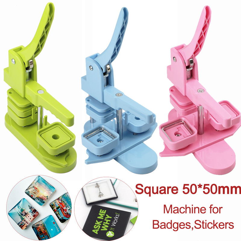 Jual Square Badge Button Maker 50x50mm Machine Rotary Button Press For ...