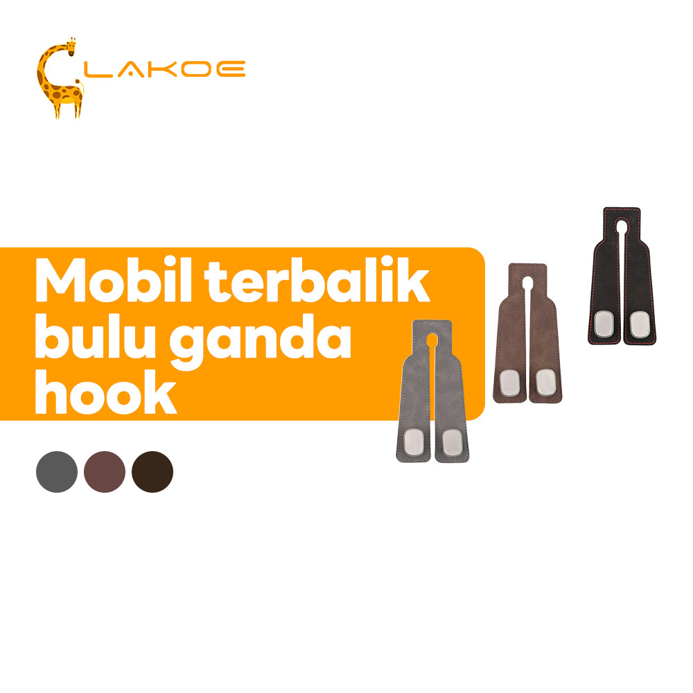 LAKOEOFFICIALMAL Gantungan mobil untuk sandaran jok mobil Gantungan Mobil Organizer kait ganda Gantungan Ganda Kulit Tersembunyi