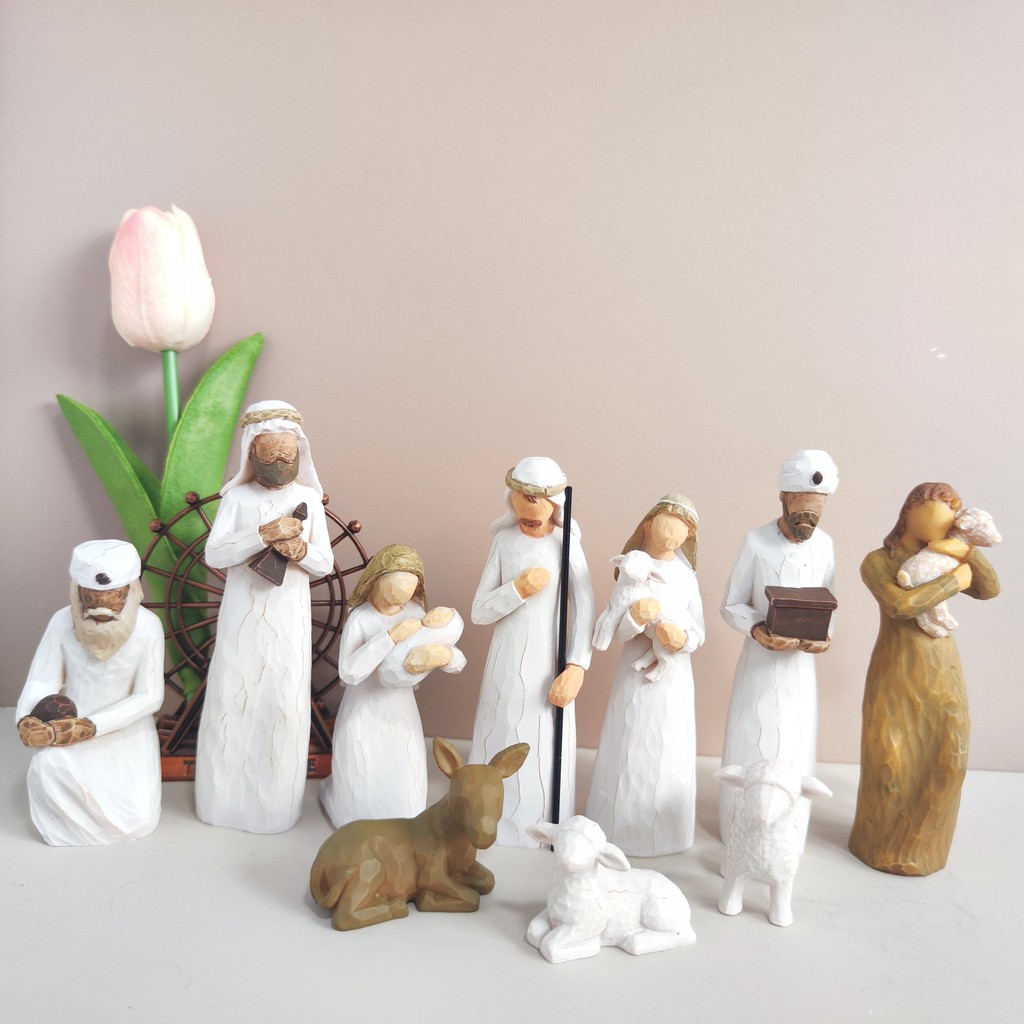 Jual Faceless Nativity Scene Resin Figurines Set of 10, Jesus Birth ...