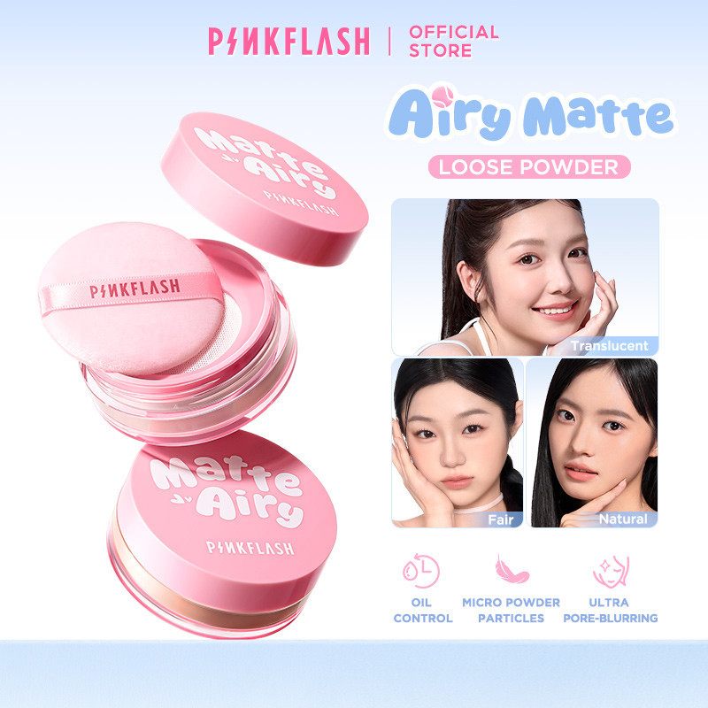 Jual PINKFLASH AiryMatte Loose Powder – 16H Oil Control, Micro Powder ...