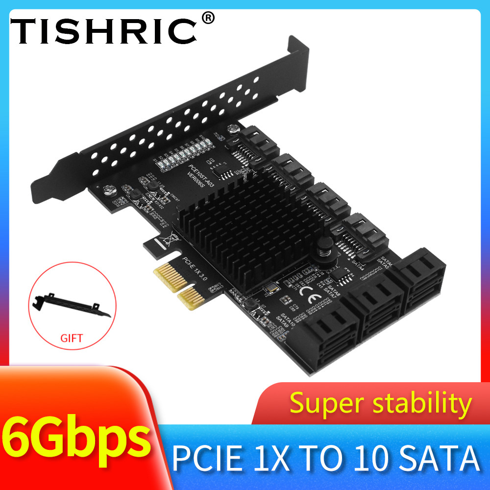 Jual TISHRIC PCIE PCI E SATA 4X 1X to 2/6/10 Ports SATA 3.0 Controller ...