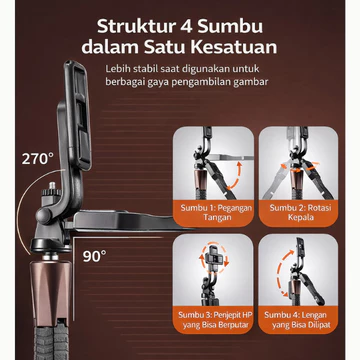 Tripod Tongsis Bluetooth 1.8 Meter Selfie Stick 4 In 1 170cm T 18 Portable 360 Derajat Remote