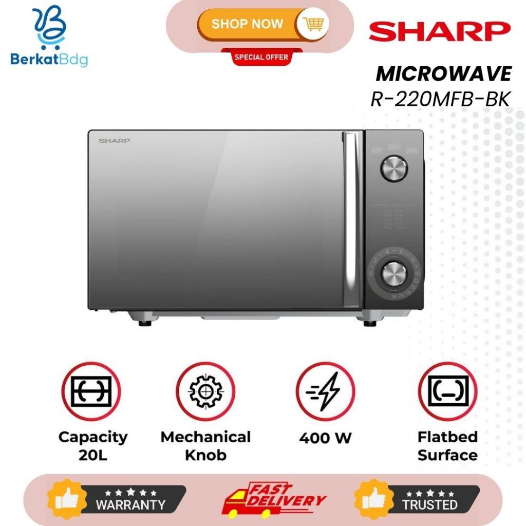 Jual Sharp Microwave Oven Flatbed 20L R-220MFB-BK / R220MFB 400WATT ...
