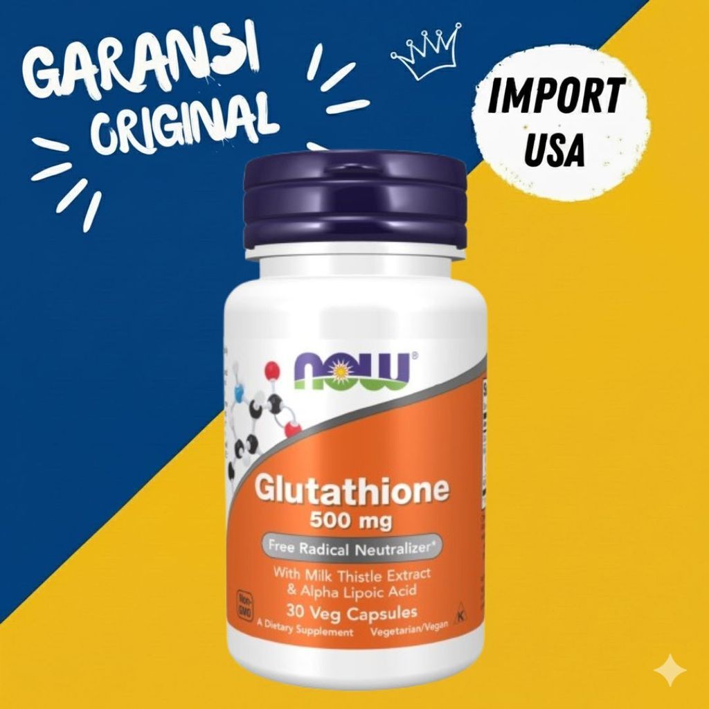Jual Original ORI Now Glutathione 500 mg Free Radical Neutralizer 30 Veg  Capsules | Shopee Indonesia