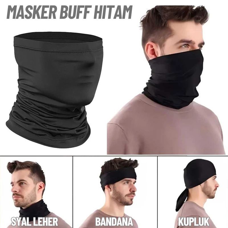 Jual Masker Buff Hitam Polos Penutup Mulut Buff Masker Sepeda Motor ...