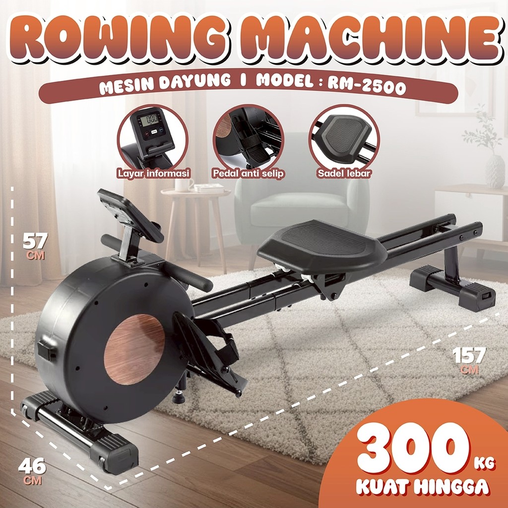 Jual HTD SPORT Rowing Machine Cardio LED Alat Olaharga Gym Fitness Otot ...