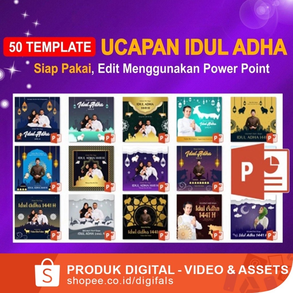 50 Template Ucapan Islami untuk Lebaran, Idul Adha, Idul Fitri/Ramadhan, dan Lainnya. format ppt Video - EDIT MUDAH SESUKAMU! - (Islam, Lebaran, Idul Fitri, Ramadhan, Puasa, Idul Adha, Islami, Muslim)