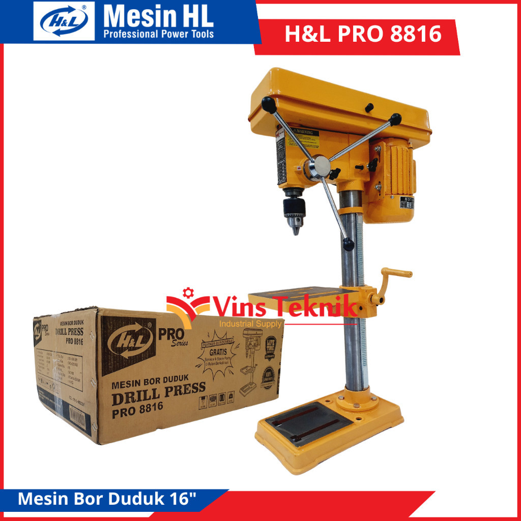 Mesin Bor Duduk 16MM Bench Drill PRO 8816 H&L PRO8816