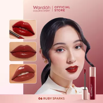 WARDAH Lip Cream Glossy Glasting Liquid Lip Hi Pigmented Glass Color Ringan Tidak Lengket