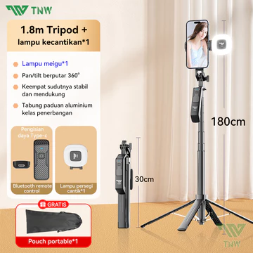 TNW LINBER S30 Tongsis Tripod Bluetooth 1.8m Selfie Stick Remote Tongsis 360 ° Rotation