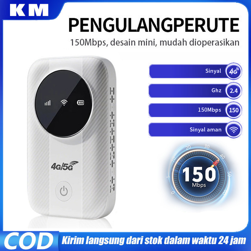 Portabel Router Nirkabel WiFi LTE Mini Modem 300Mbps MiFi 4G/5G All Operator Mobile Broadband 2100mAh Umur Sangat Panjang