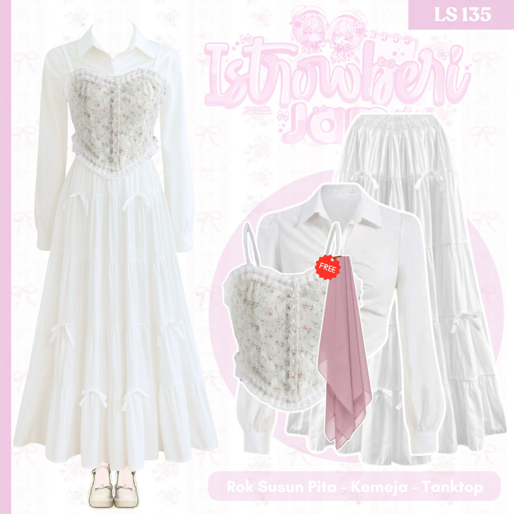 Jual NIWASUMA One Set Vintage Aesthetic | Kemeja, Kamisol, Rok, Hijab ...