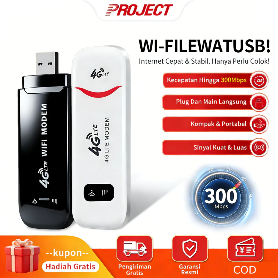 PJT Modem WiFi 4G USB Portable 150Mbps Support Semua Operator | Hotspot Router Plug & Play Tanpa Baterai Untuk PC Laptop Ponsel Mendukung 10 Perangkat