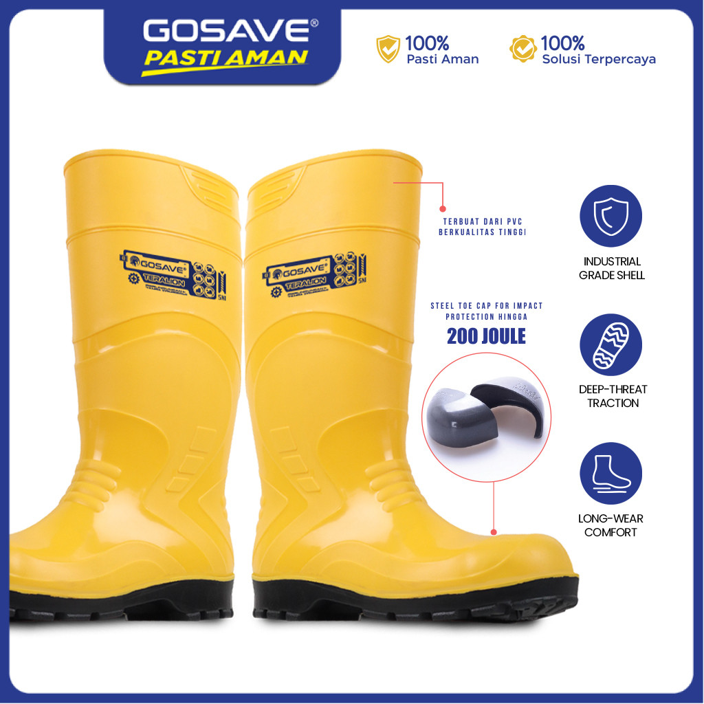 Jual GOSAVE Sepatu Boot Safety Teralion Steel Toe Cap Anti Slip Tahan ...