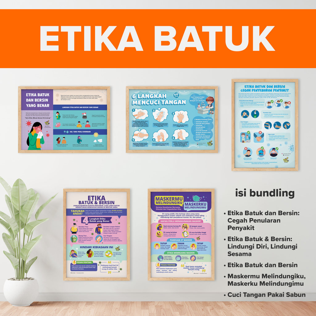 Jual Poster Alat Peraga Edukasi Cuci Tangan Pakai Sabun Etika Batuk ...