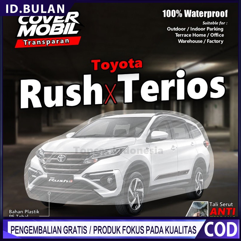 TOPCAR Cover Mobil Transparan Rush Terios Toyota Daihatsu Tebal Plastik Waterproof/Penutup Mobil Universal Penutup Debu Mobil Film Transparan Plastik Tahan Air Penutup Pelindung Eksterior Mobil Sepenuhnya Dilapisi Aksesori Mobil
