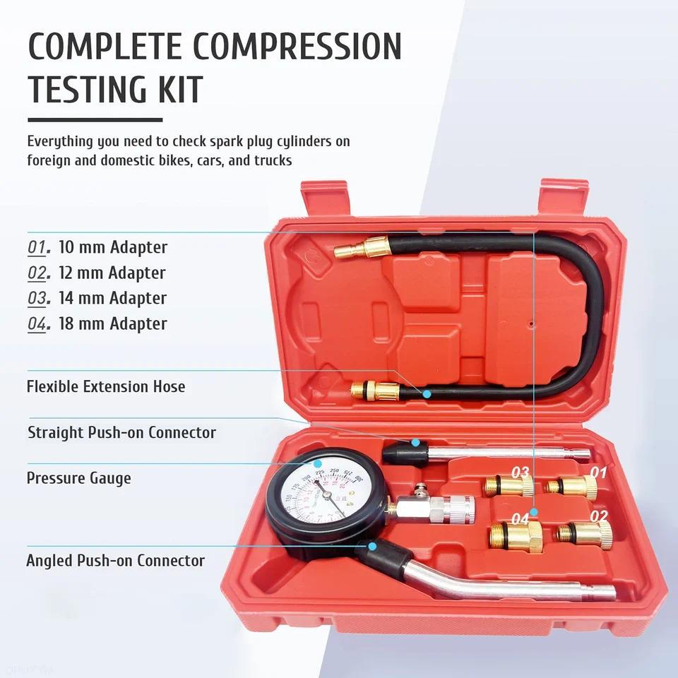 Jual Gasoline Engine Compression Meter Car Cylinder Tester Kit 0-300 ...