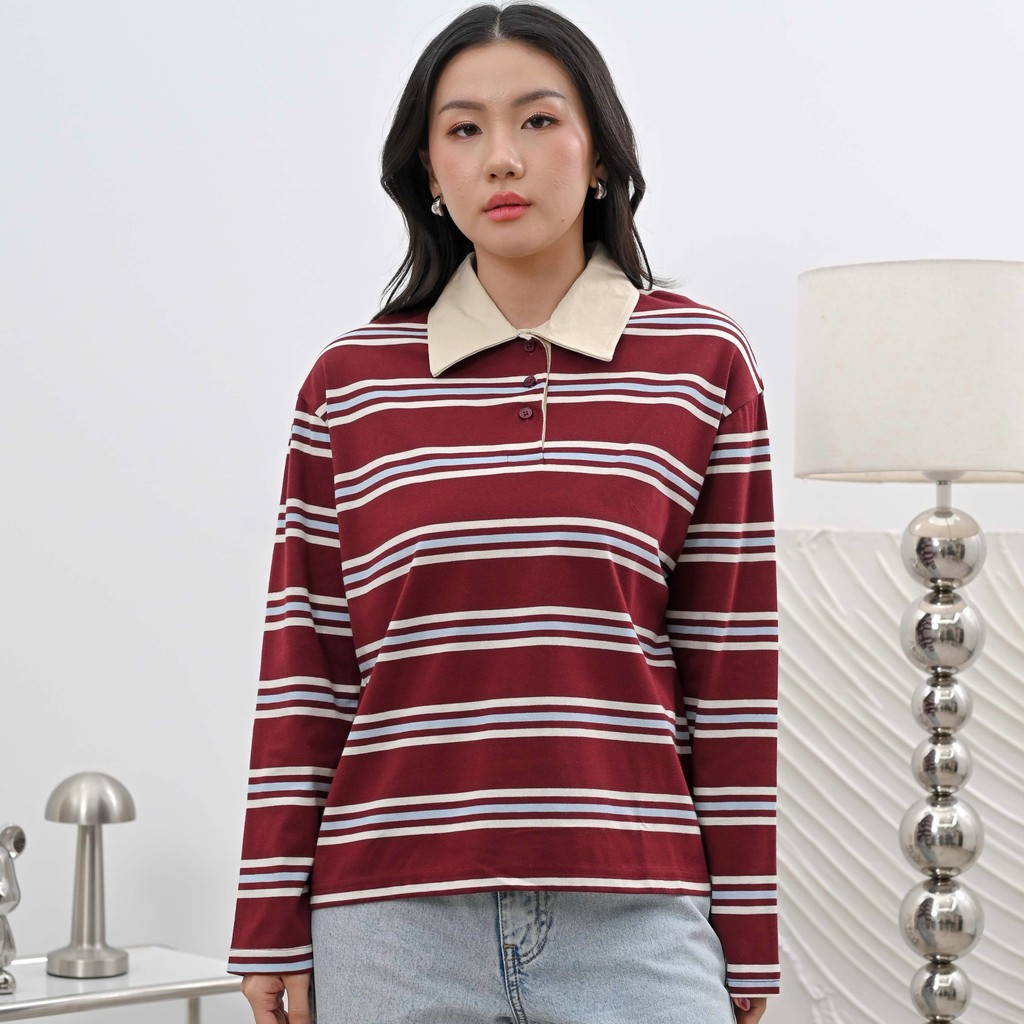 MISS 80 Edith Rugby Shirt Polo Wanita Lengan Panjang