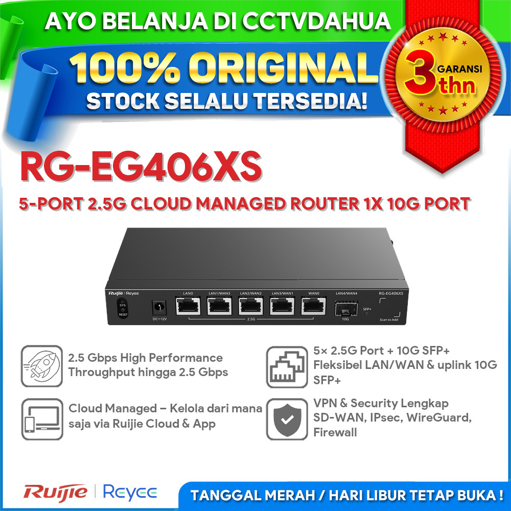 Jual RUIJIE REYEE RG-EG406XS 5-PORT 2.5G CLOUD MANAGED ROUTER, 1 X 10G ...