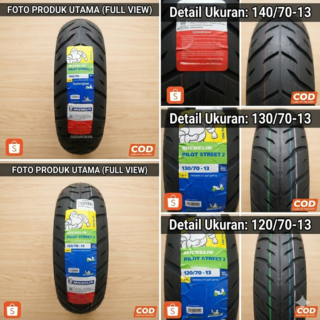 Jual Ban Motor Ring 13 120/70 130/70 & 140/70 Michelin Pilot Street 2 ...