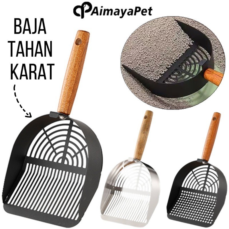 Jual AimayaPet Serokan Pasir Pup Kucing Stainless Steel Sekop Kotoran ...