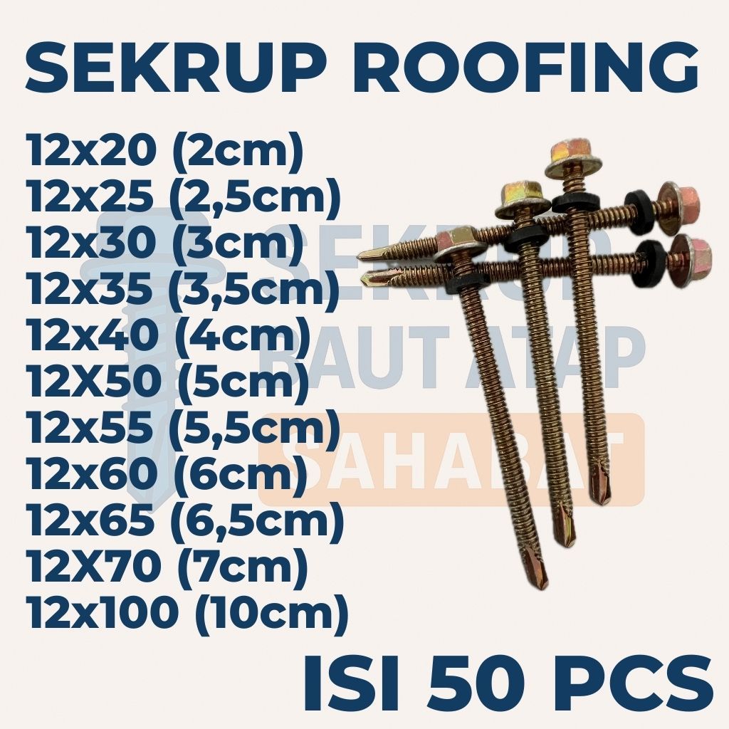 Jual SEKRUP ROOFING (ISI 50 PCS) 12X20 - 12X25 - 12X30 - 12X35 - 12X40 ...