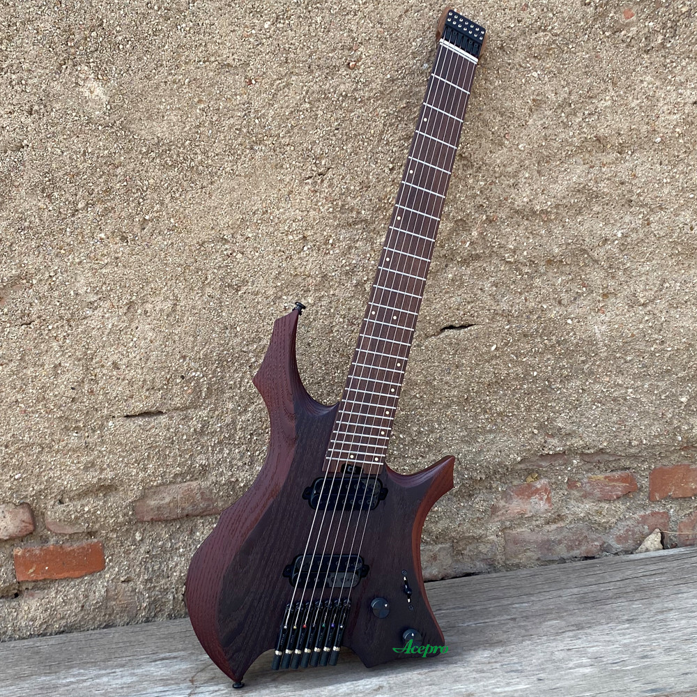 Jual 7 String Headless Electric Guitar Passive Pickups Fanned Frets 9 ...